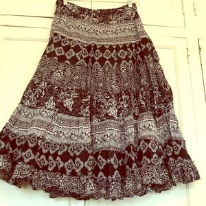 Cotton black and white BOHO skirt